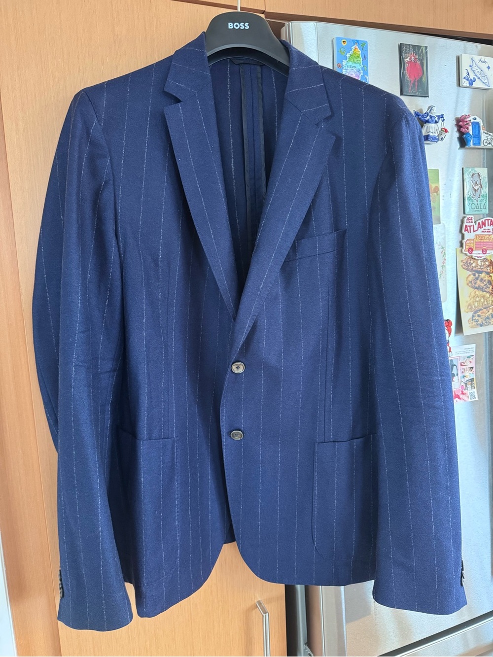 BOSS Navy Pinstripe Two-Button Wool Suit
